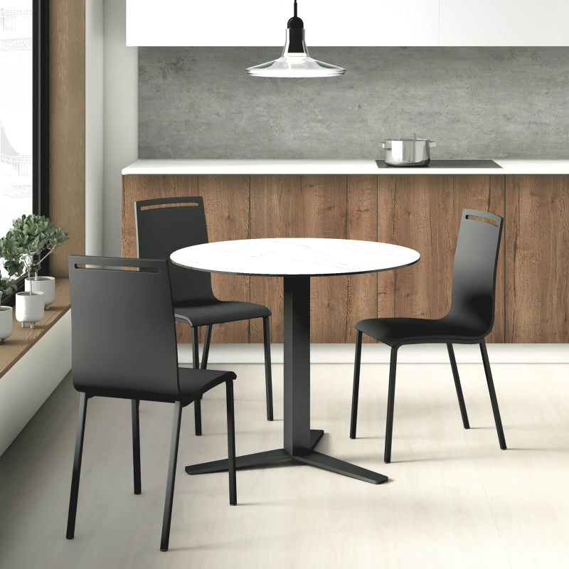 Table ronde petit espace en céramique et métal - Peliccan