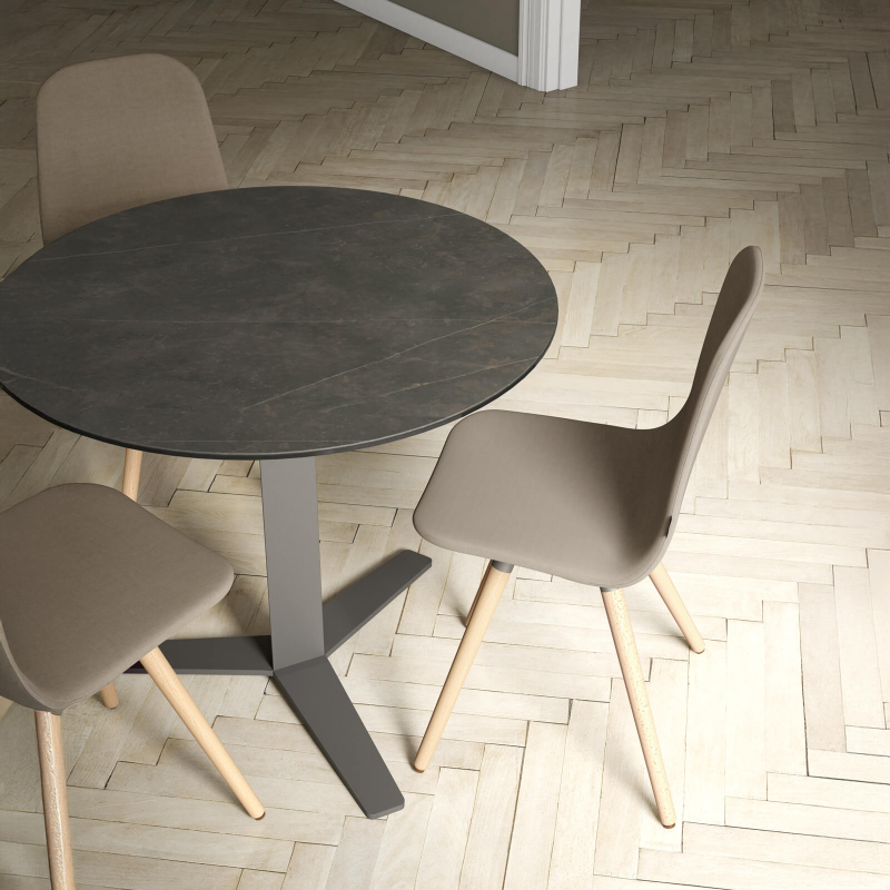 Table ronde petit espace en céramique et métal - Peliccan