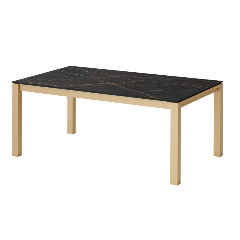 Table en Dekton Kelya avec pieds en bois chauffé massif avec chaises Atlas - Lakera