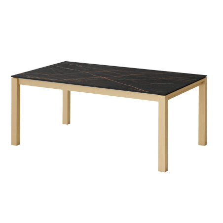 Table en Dekton Kelya avec pieds en bois chauffé massif avec chaises Atlas - Lakera