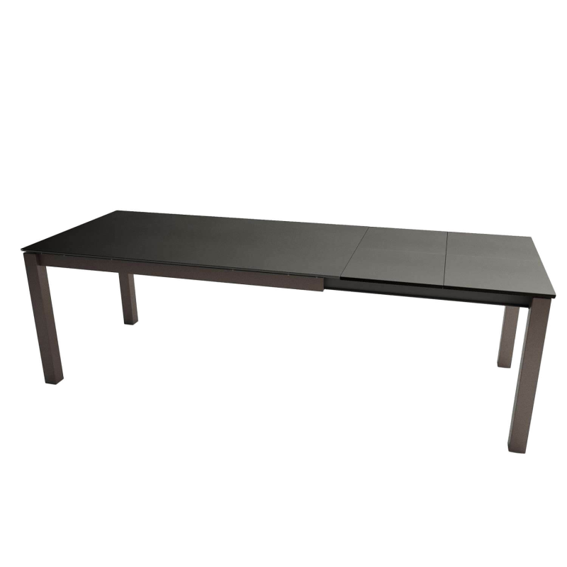 Table avec allonge papillon en céramique Nero et pieds en métal noir - Kyoto