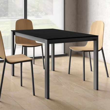 Table moderne rectangle en céramique et pieds en métal anthracite - Puzzle