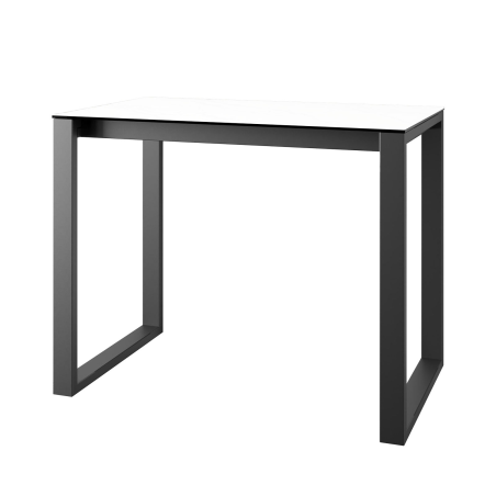 Table hauteur 90 cm en céramique avec pieds forme traineau en métal faible profondeur - Neox