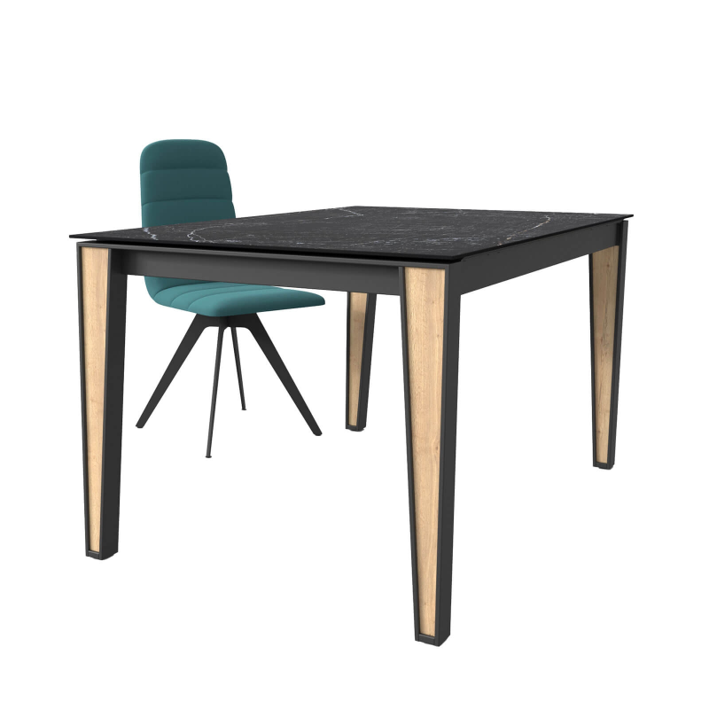 Table en Dekton avec pieds métal et bois - London bois