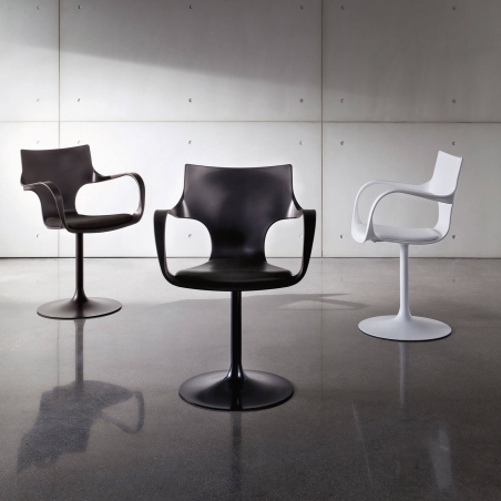 Chaise design pivotante avec accoudoirs en métal et polypropylène noir - Flûte Sovet®