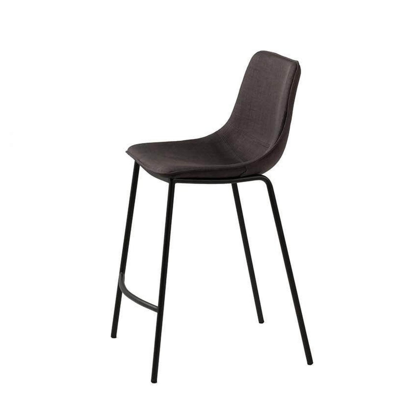 Tabouret gris foncé avec pieds en métal noir - Coque