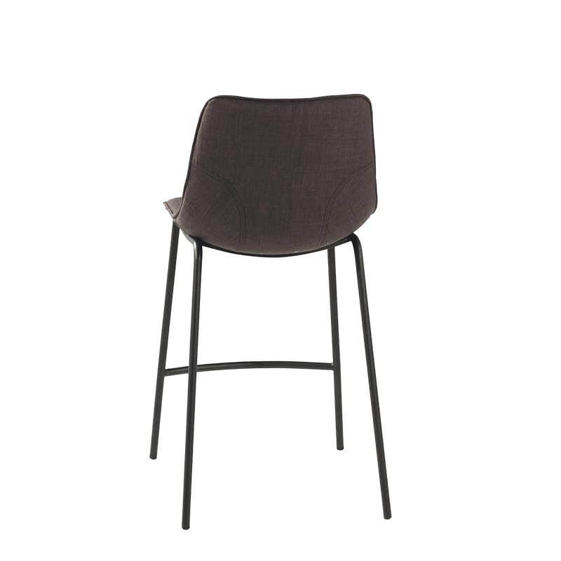 Tabouret snack en tissu gris foncé et pieds en métal - Coque