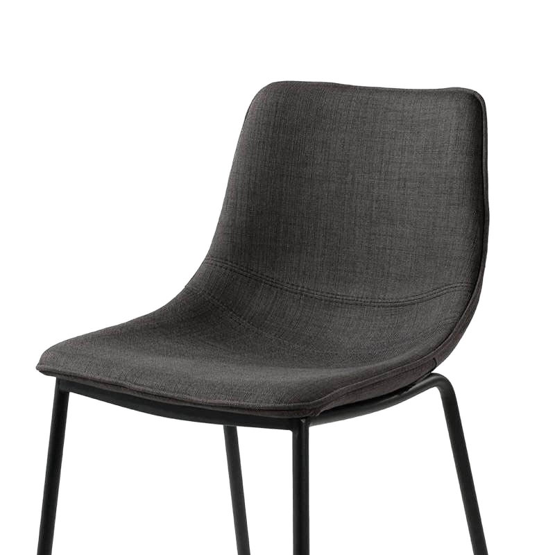 Tabouret snack en tissu gris foncé et métal - Coque 