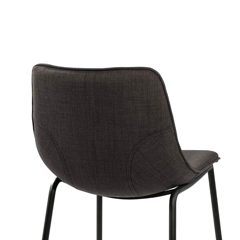 Tabouret snack en tissu gris foncé et pieds en métal - Coque