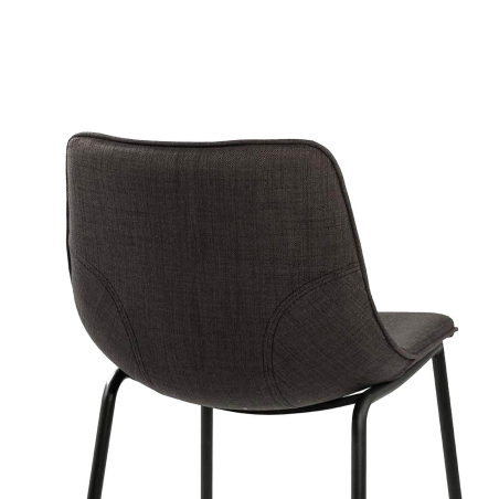 Tabouret snack en tissu gris foncé et pieds en métal - Coque