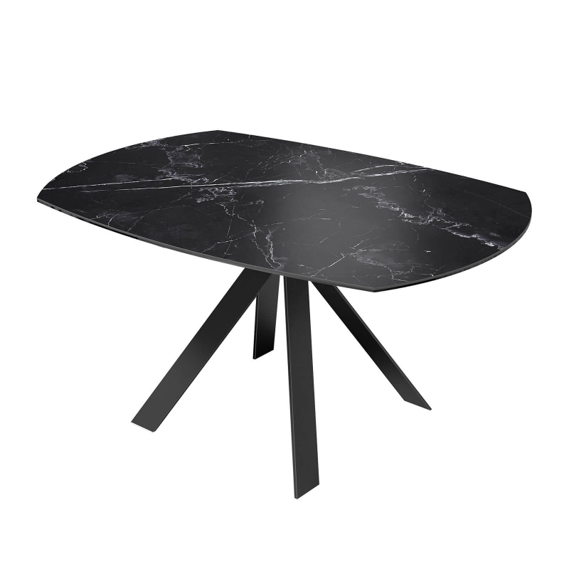 New Austin - Table moderne en céramique extensible avec pieds en métal noir