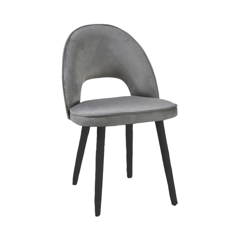 Bistrot - Chaise cosy avec dossier ajouré en tissu et pieds bois