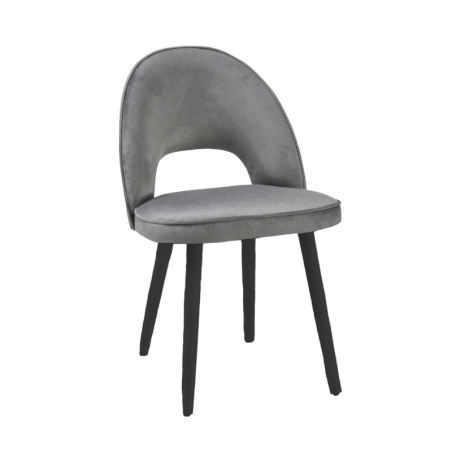 Bistrot - Chaise cosy avec dossier ajouré en tissu et pieds bois