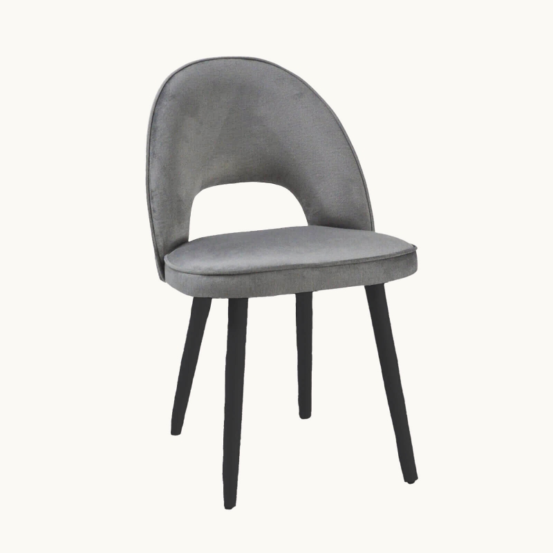 Bistrot - Chaise cosy avec dossier ajouré en tissu et pieds bois