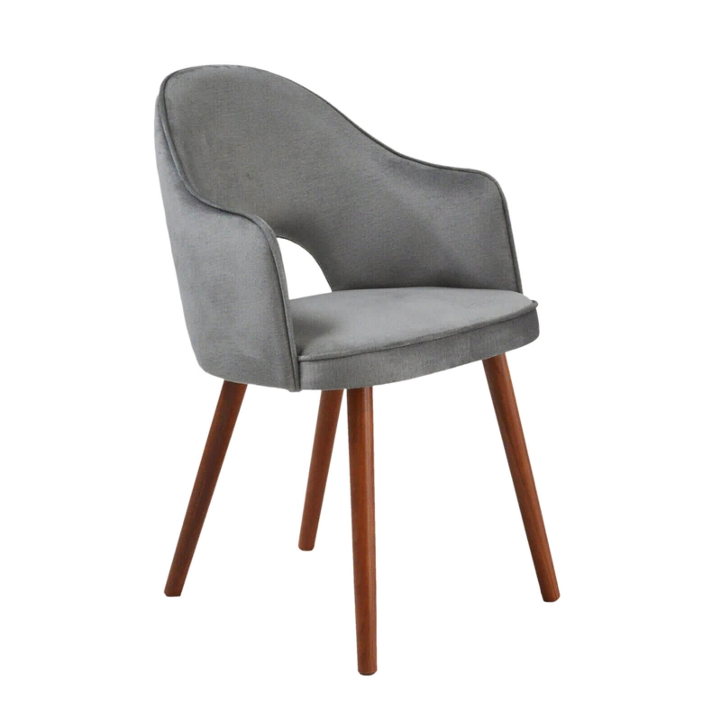 Bistrot - Fauteuil cosy en tissu avec dossier ajouré et pieds bois