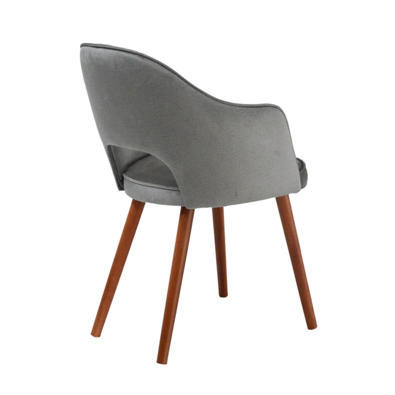 Bistrot - Fauteuil cosy en tissu avec dossier ajouré et pieds bois