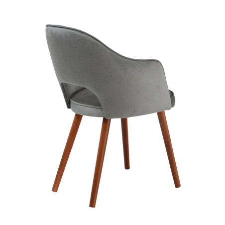 Bistrot - Fauteuil cosy en tissu avec dossier ajouré et pieds bois