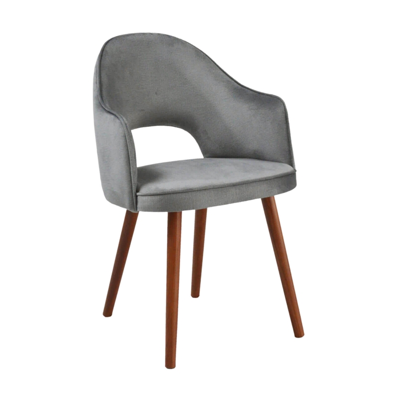 Bistrot - Fauteuil cosy en tissu avec dossier ajouré et pieds bois