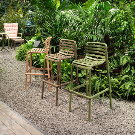 Doga - Tabouret de bar de jardin empilable en polypropylène