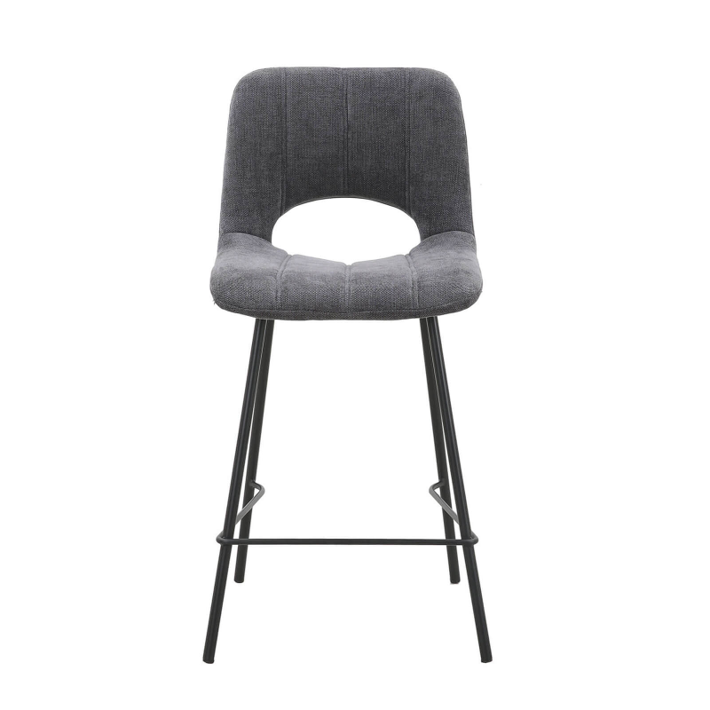 William - Tabouret cosy en tissu avec pieds en métal noir