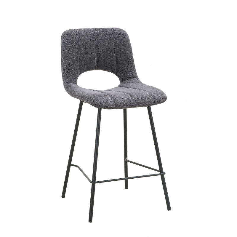 William - Tabouret cosy en tissu avec pieds en métal noir