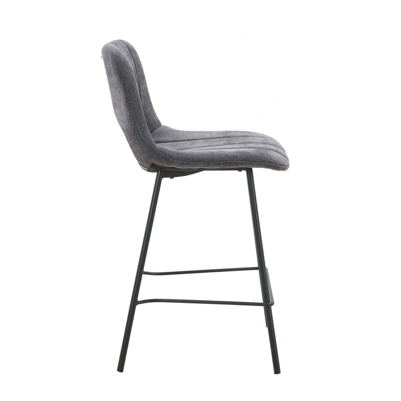 William - Tabouret cosy en tissu avec pieds en métal noir