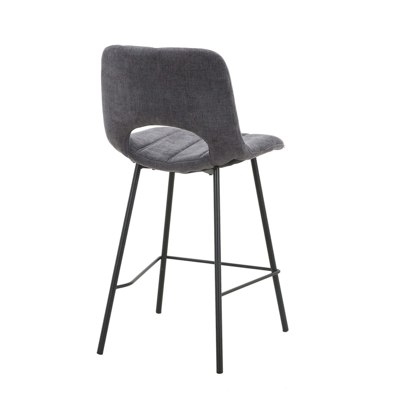 William - Tabouret cosy en tissu avec pieds en métal noir
