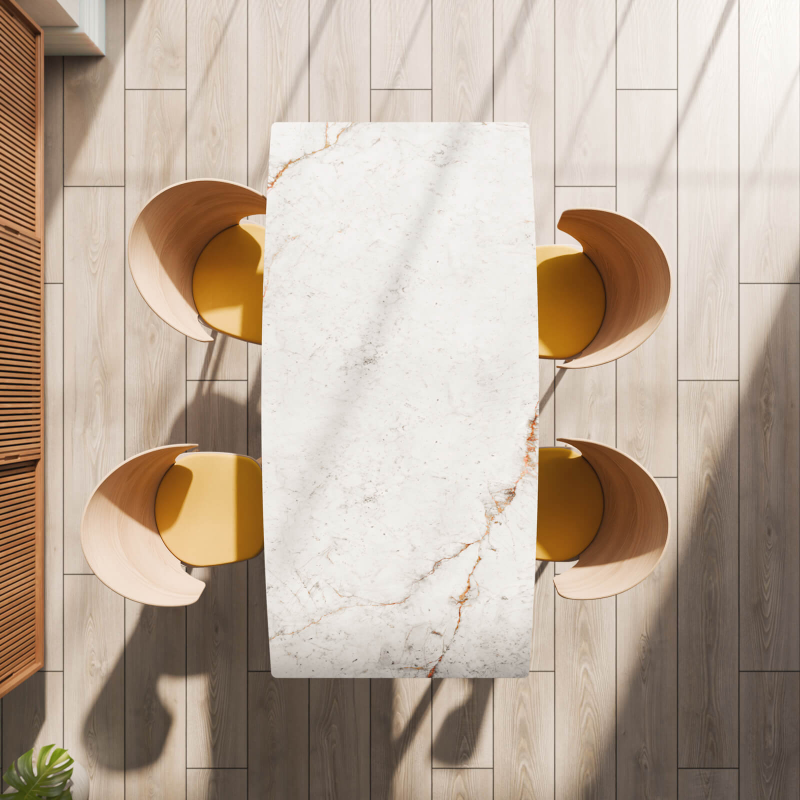 Atlas - Table scandinave extensible en céramique avec pieds en bois