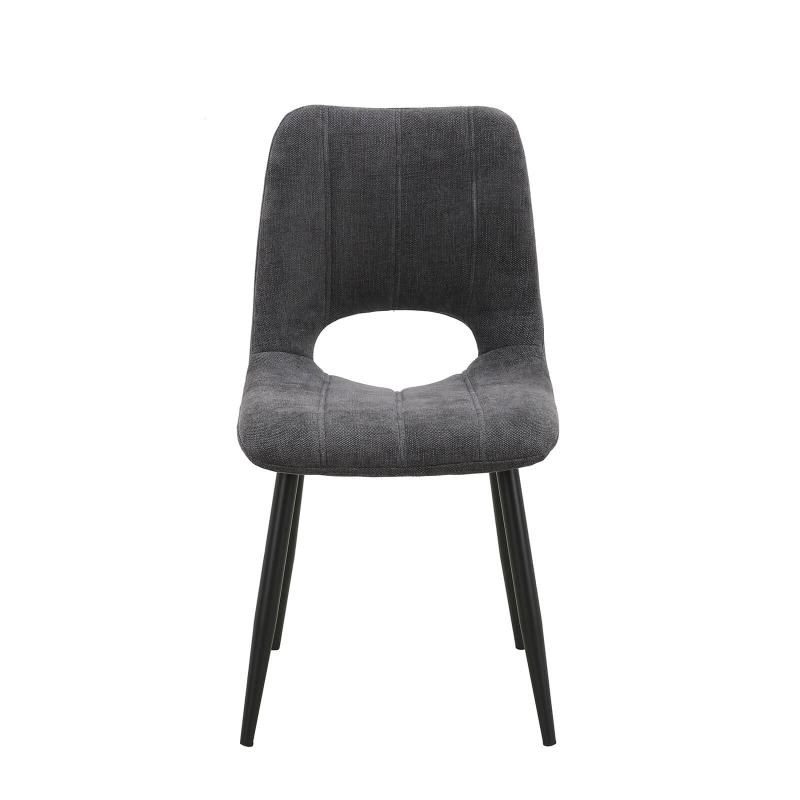 Agathe - Chaise cosy en tissu avec pieds en métal noir