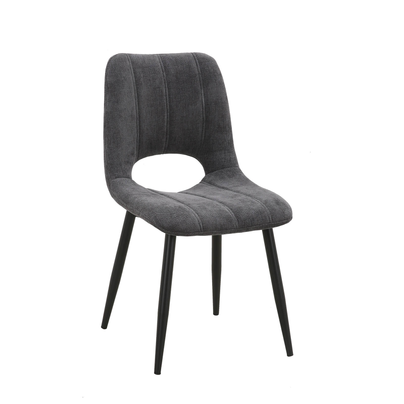 Agathe - Chaise cosy en tissu avec pieds en métal noir
