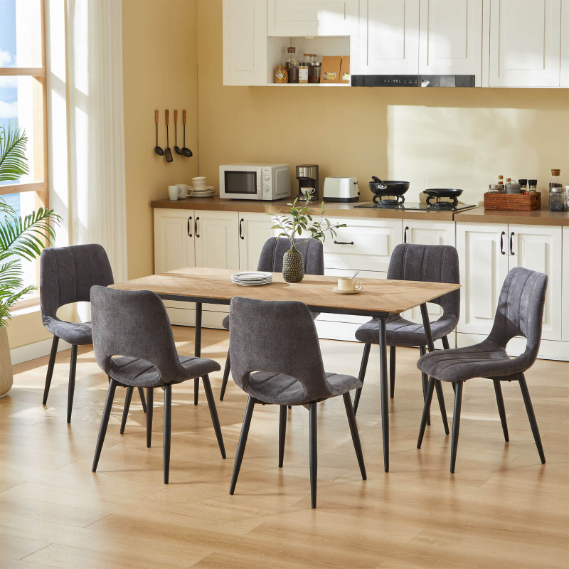 Agathe - Chaise cosy en tissu avec pieds en métal noir