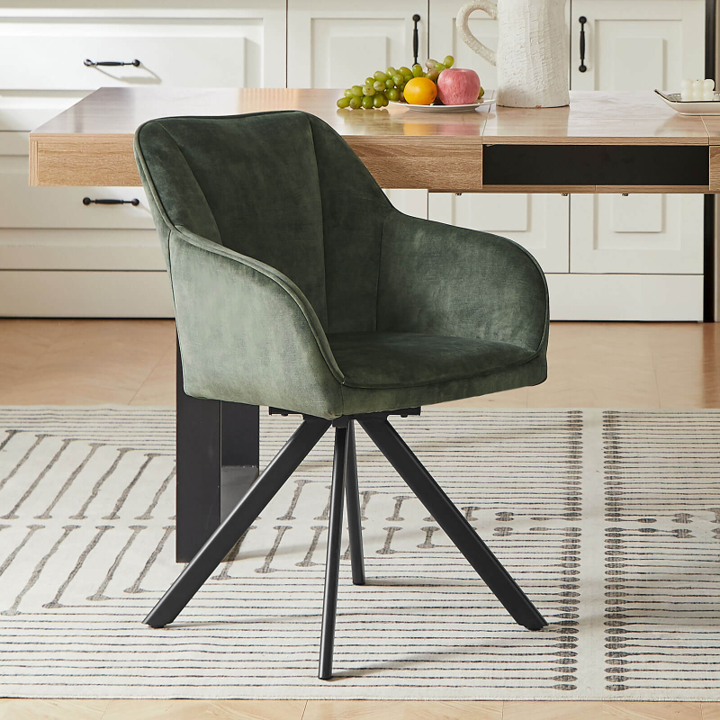 Claudie - Fauteuil cosy pivotant en tissu avec pieds en métal