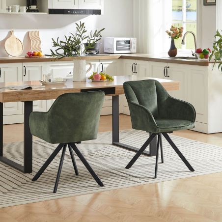 Claudie - Fauteuil cosy pivotant en tissu avec pieds en métal