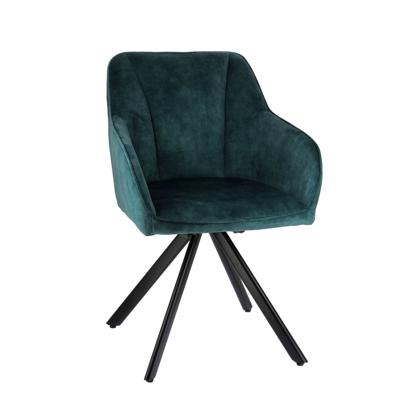 Claudie - Fauteuil cosy pivotant en tissu avec pieds en métal