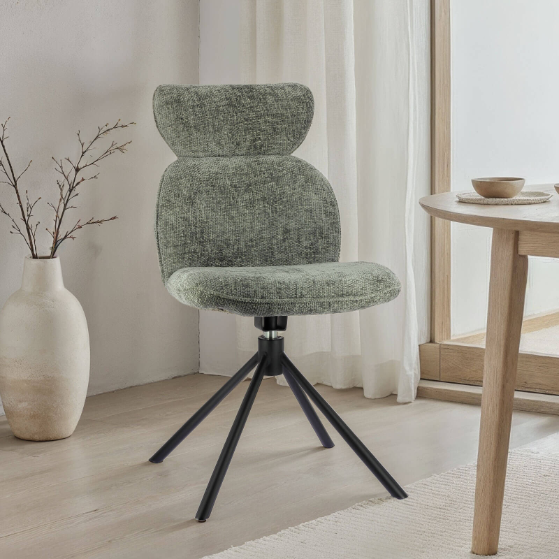 Rosa - Chaise pivotante en tissu avec pieds en métal