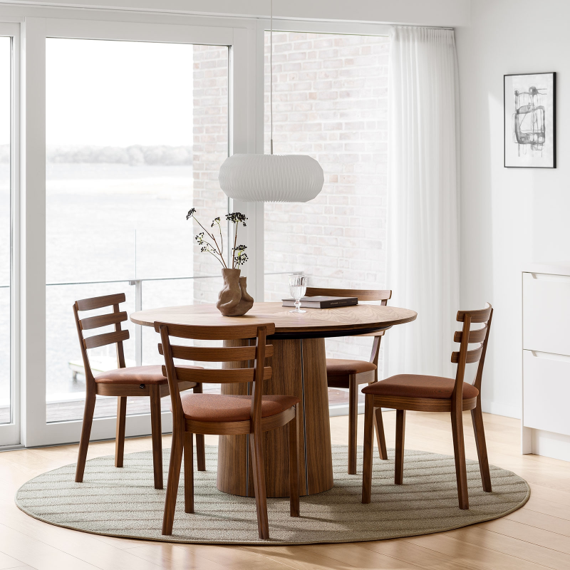 SM33 - Table ronde extensible en bois avec pied central