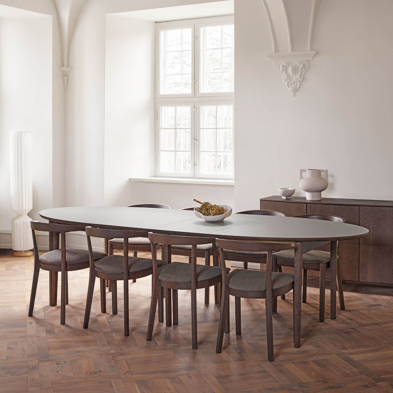 SM78 - Table ovale extensible en Fenix et pieds en bois