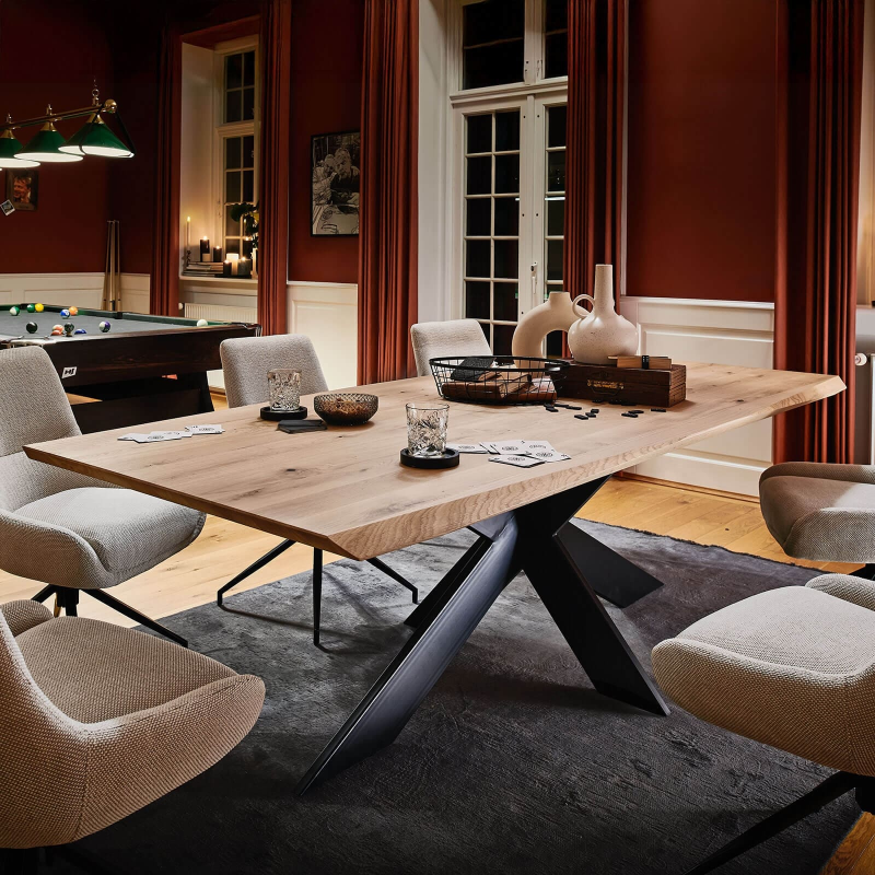 Extrême - Table design plateau bois massif avec pieds en métal