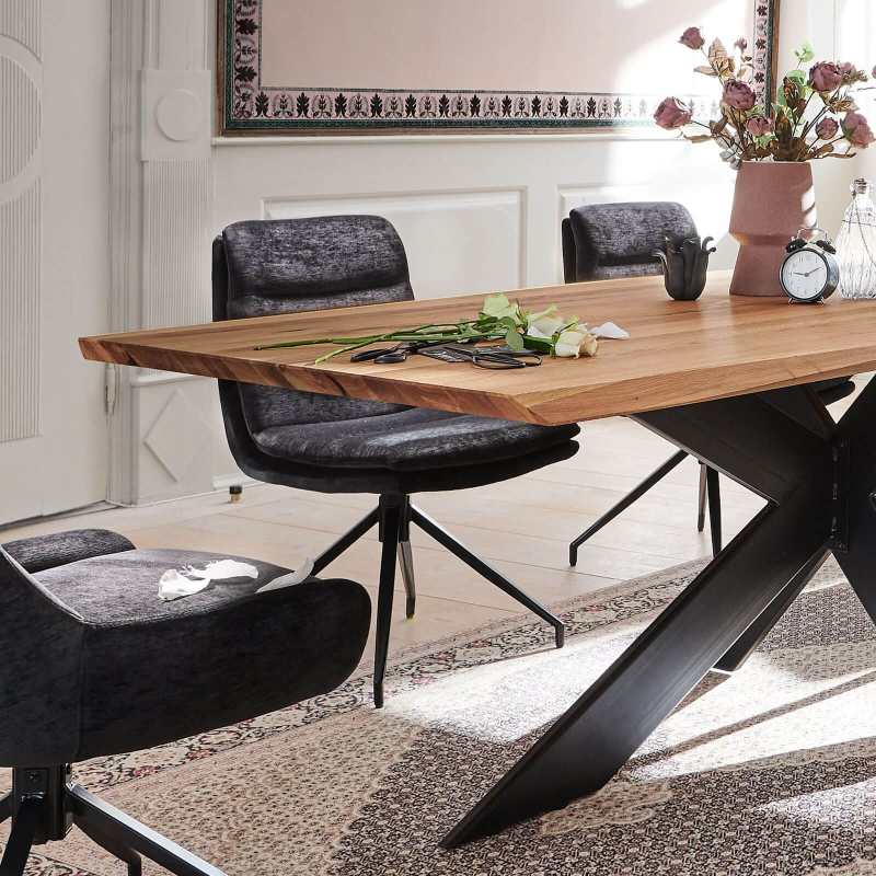 Extrême - Table design plateau bois massif avec pieds en métal