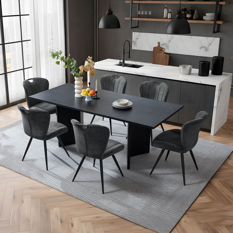 Elise - Chaise rembourrée pivotante en tissu avec poignée