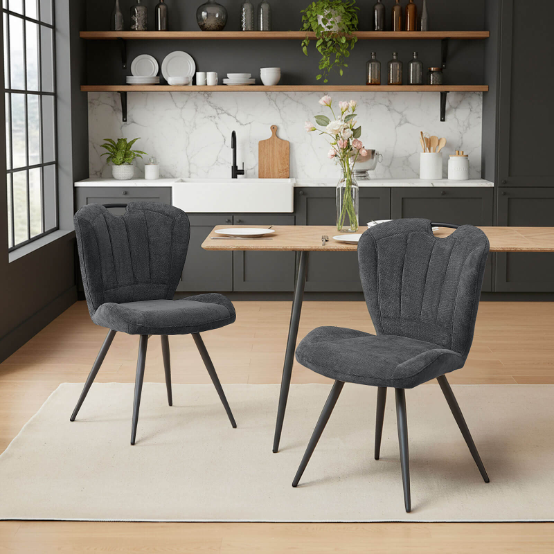 Elise - Chaise rembourrée pivotante en tissu avec poignée