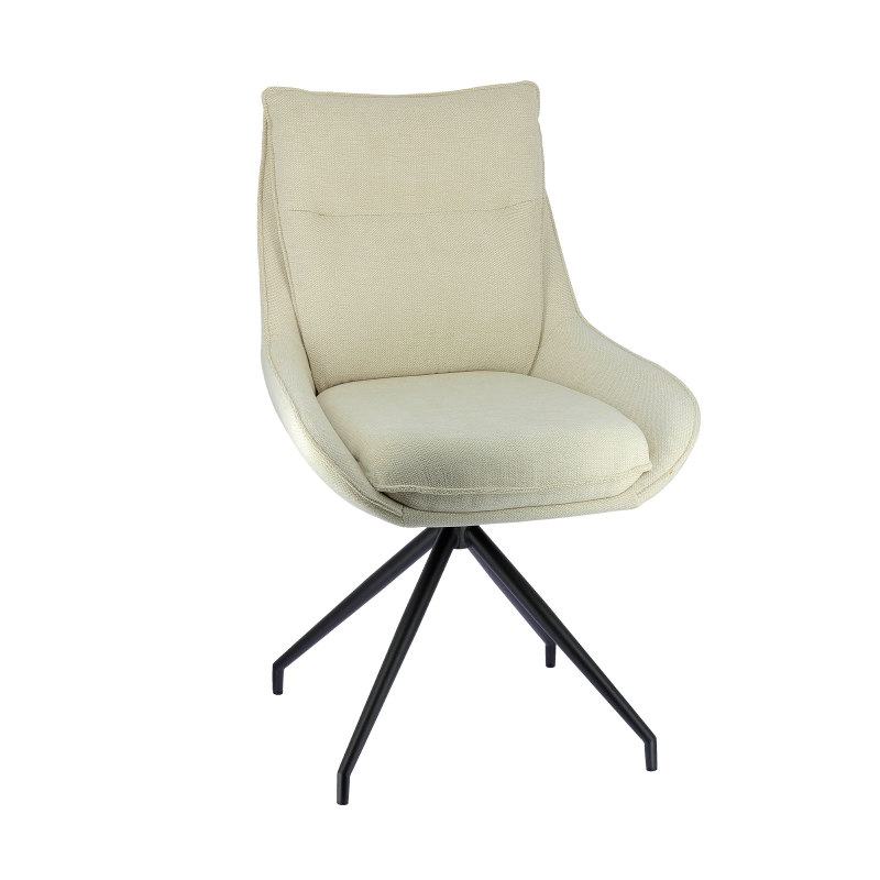 Valentine - Chaise pivotante en tissu avec poignée et pieds en métal