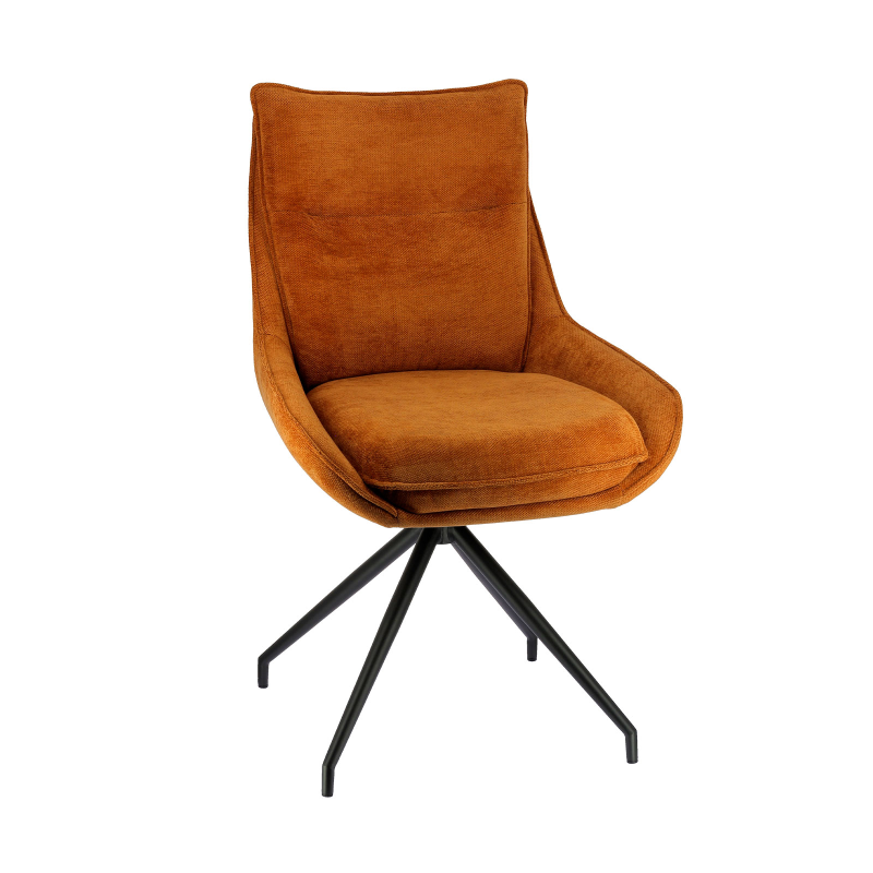 Valentine - Chaise pivotante en tissu avec poignée et pieds en métal