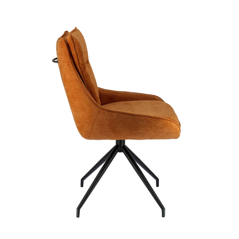 Valentine - Chaise pivotante en tissu avec poignée et pieds en métal