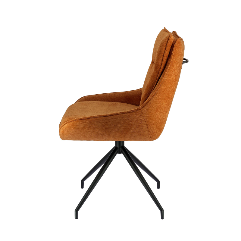 Valentine - Chaise pivotante en tissu avec poignée et pieds en métal