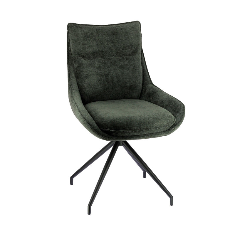 Valentine - Chaise pivotante en tissu avec poignée et pieds en métal
