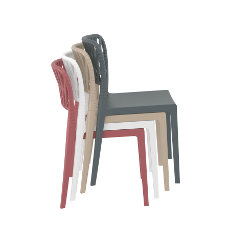 Portofino - Chaise de jardin empilable imitation corde tressée
