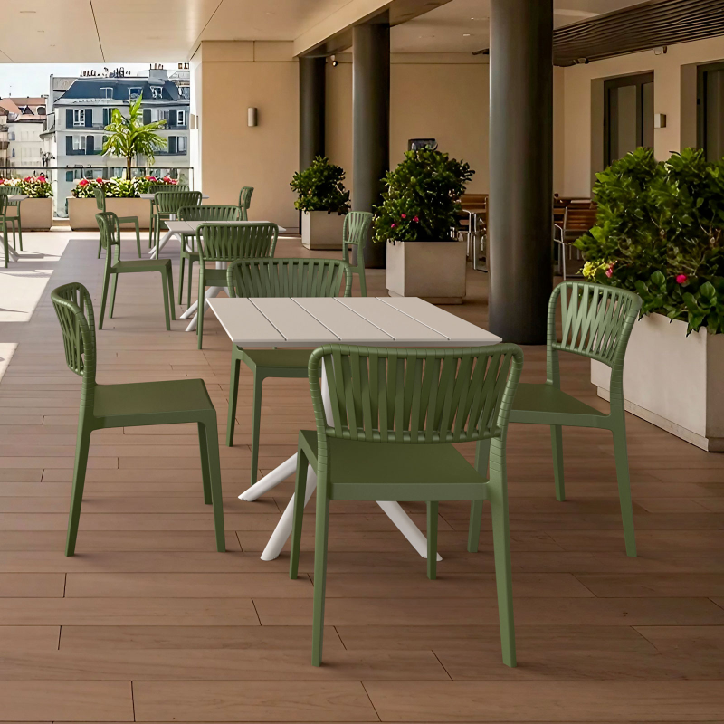 Portofino - Chaise de jardin empilable imitation corde tressée