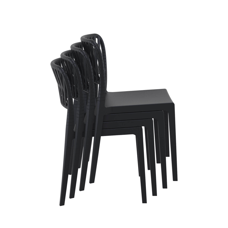 Portofino - Chaise en polypropylène empilable imitation corde tressée