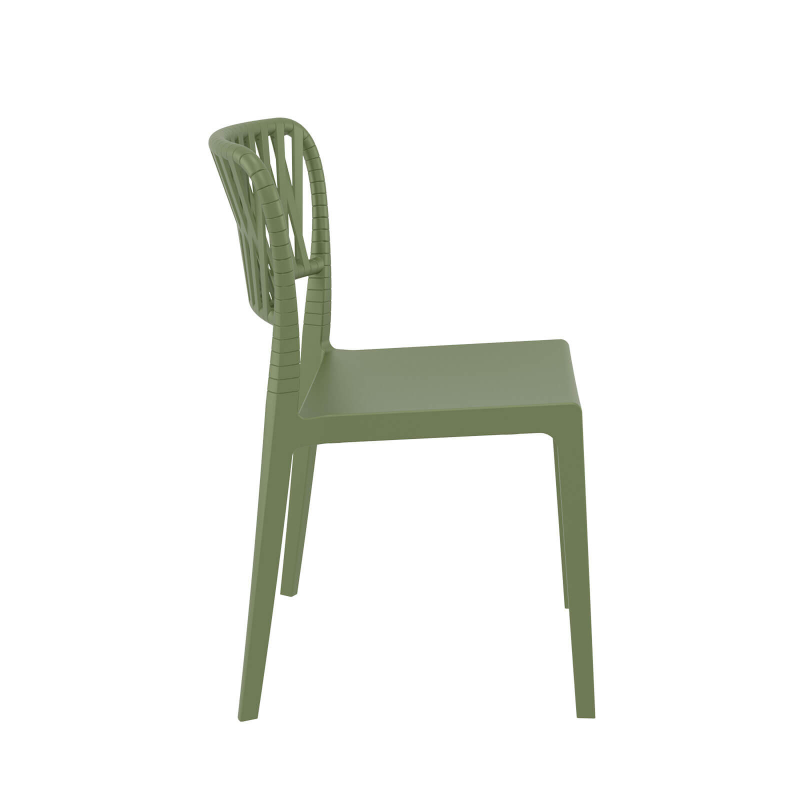 Portofino - Chaise en polypropylène empilable imitation corde tressée